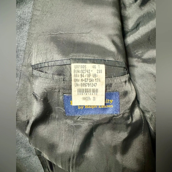 Polo University By Ralph Lauren Men’s Wool Blazer Jacket Gray Solid 46T - Picture 11 of 11